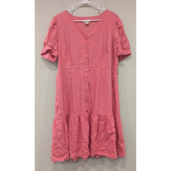 Rachel Parcell Pink Linen Blend Shirt Dress Size XL - Picture 7 of 7